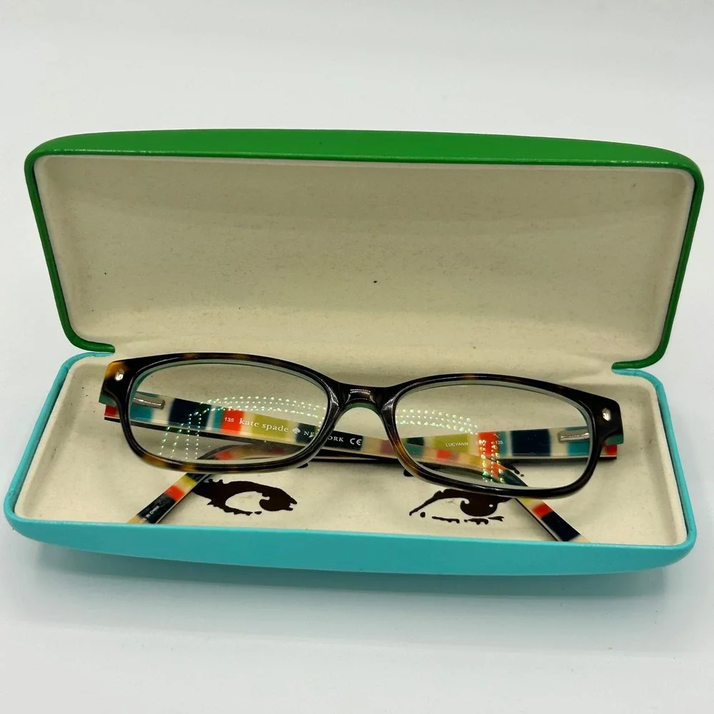 Kate Spade Lucyann 0X77 Tortoise Multi Stripe Rectangular Eyeglasses Frames Case